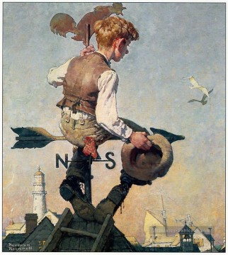 Norman Rockwell Painting - on top of the world Norman Rockwell